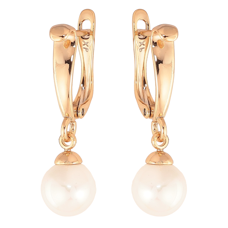 Сережки Xuping колір Позолота 18К англійський замок "Перлинні підвіски" фото №25 Сережки Xuping колір Позолота 18К англійський замок "Перлинні підвіски" фото №25