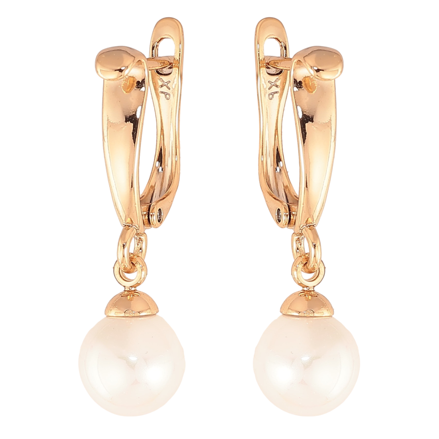 Сережки Xuping колір Позолота 18К англійський замок "Перлинні підвіски" фото №1 Сережки Xuping колір Позолота 18К англійський замок "Перлинні підвіски" фото №1