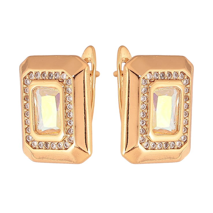 Сережки Xuping колір Позолота 18К англійський замок "Візерунок з райдужними кристалами" фото №23 Сережки Xuping колір Позолота 18К англійський замок "Візерунок з райдужними кристалами" фото №23