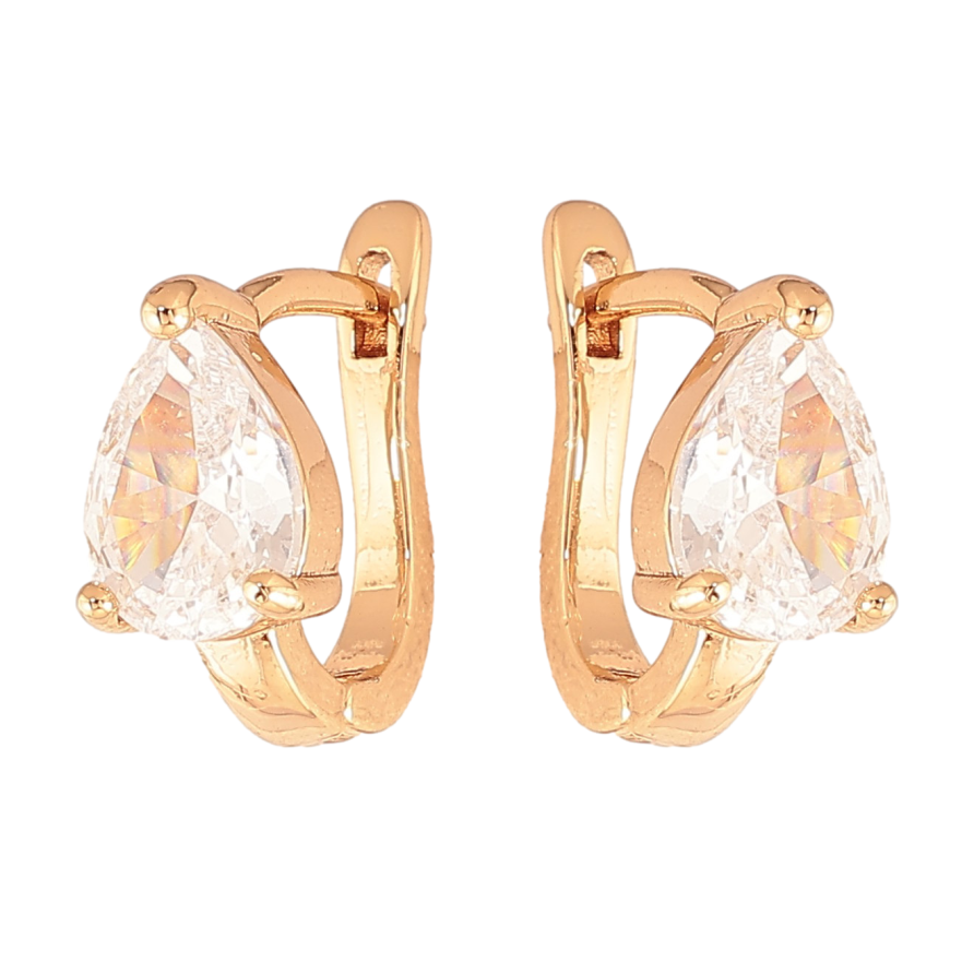 Серьги Xuping цвет Позолота 18K английский замок "Кристальные капельки" фото №1