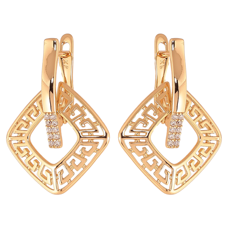 Серьги Xuping цвет Позолота 18K английский замок "Ромбовый узор с кристаллами" фото №21 Серьги Xuping цвет Позолота 18K английский замок "Ромбовый узор с кристаллами" фото №21