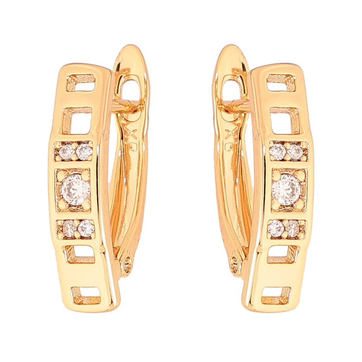 Серьги Xuping цвет Позолота 18K английский замок "Узор с кристаллами" фото №11