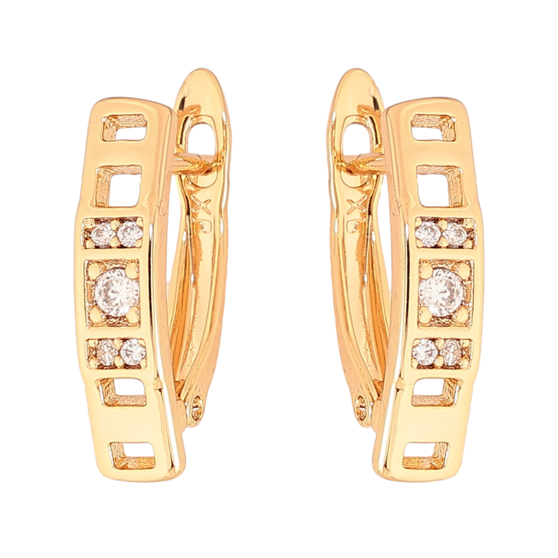 Серьги Xuping цвет Позолота 18K английский замок "Узор с кристаллами" фото №1