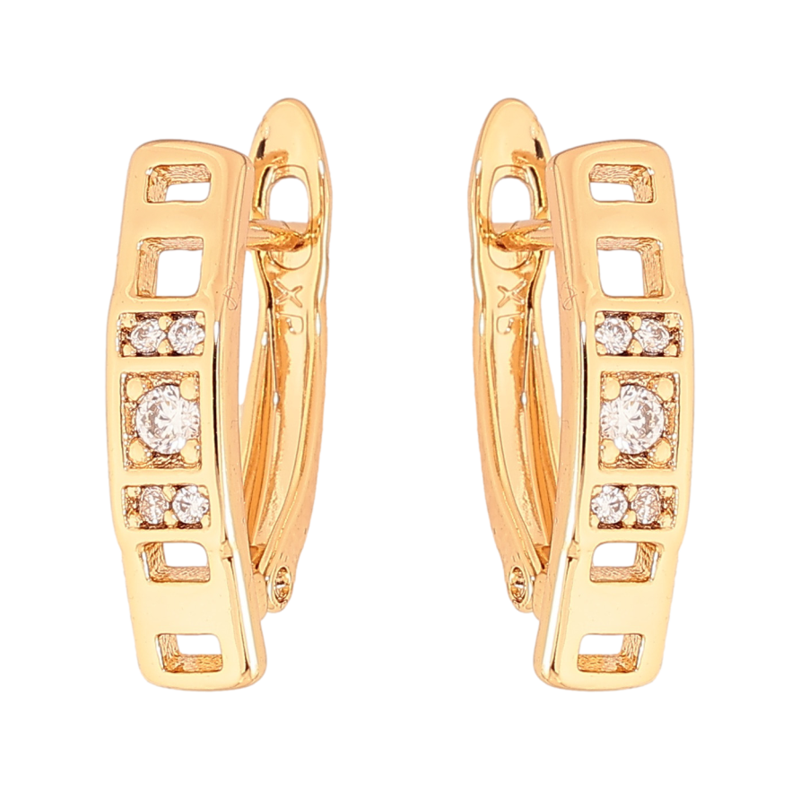 Серьги Xuping цвет Позолота 18K английский замок "Узор с кристаллами" фото №1