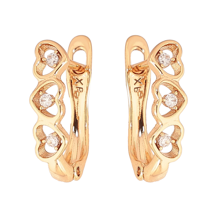 Серьги Xuping цвет Позолота 18K английский замок "Узор сердечки с кристаллами" фото №19