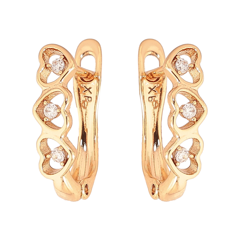 Серьги Xuping цвет Позолота 18K английский замок "Узор сердечки с кристаллами" фото №20
