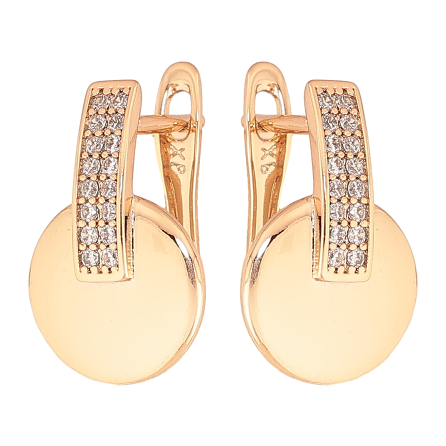 Серьги Xuping цвет Позолота 18K английский замок "Узор с кристаллами" фото №1