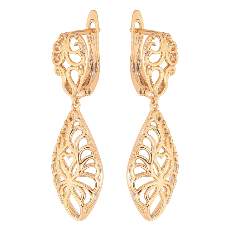 Серьги Xuping цвет Позолота 18K английский замок "Ажурные подвески" фото №18