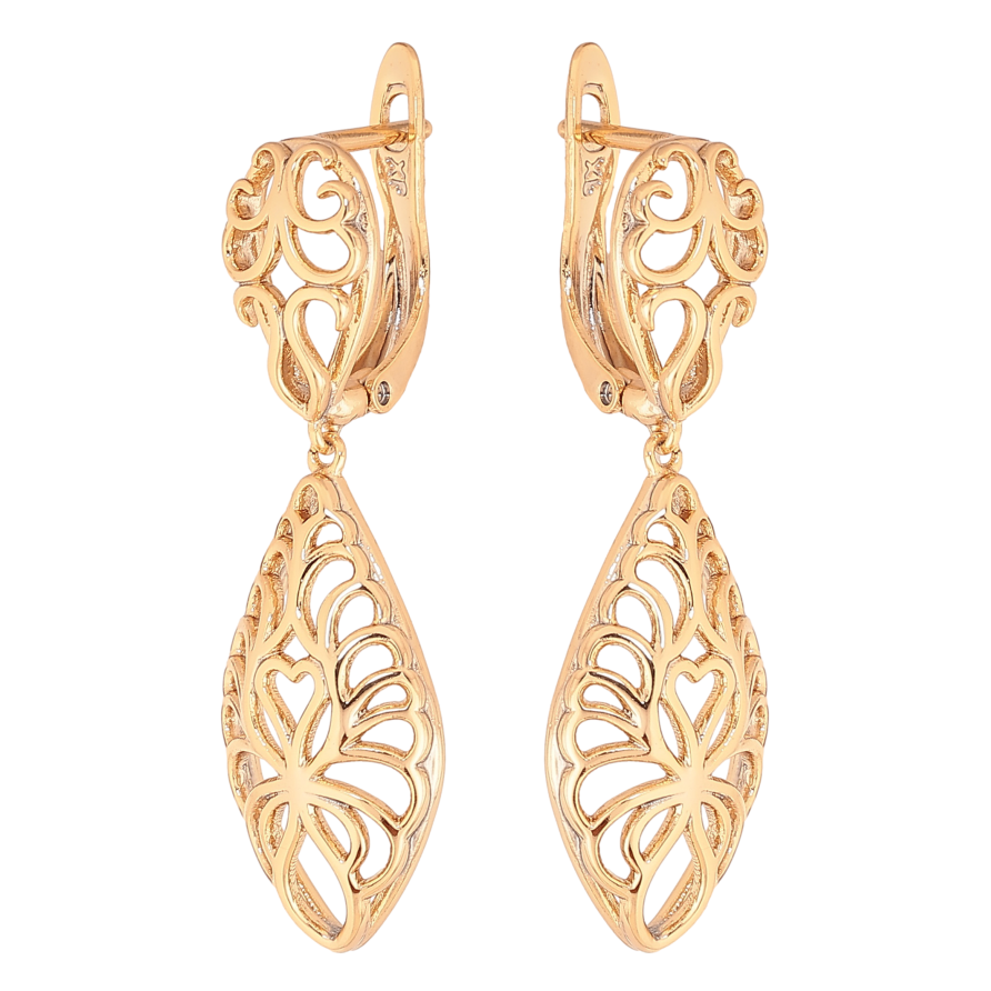 Серьги Xuping цвет Позолота 18K английский замок "Ажурные подвески" фото №1