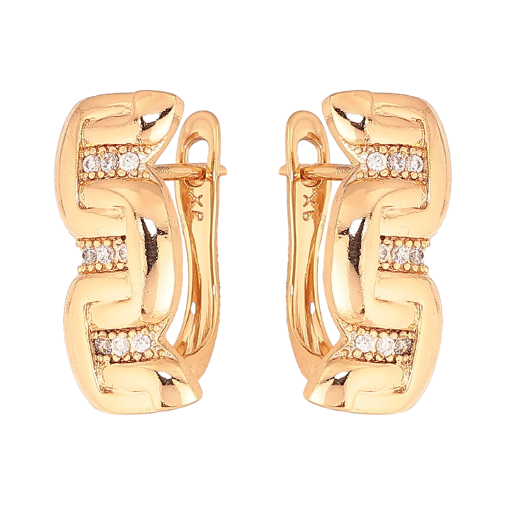 Сережки Xuping колір Позолота 18K англійський замок "Візерунок з кристалами" фото №15