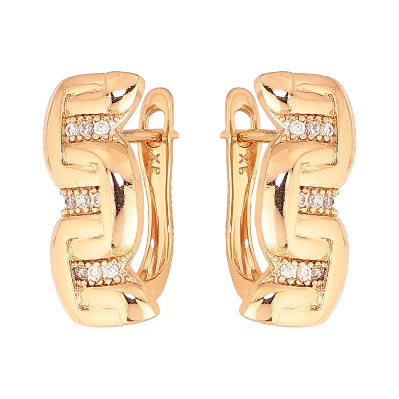 Сережки Xuping колір Позолота 18K англійський замок "Візерунок з кристалами" фото №7