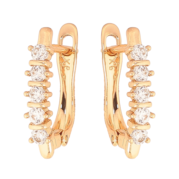 Серьги Xuping цвет Позолота 18K английский замок "Дорожки кристаллов" фото №8