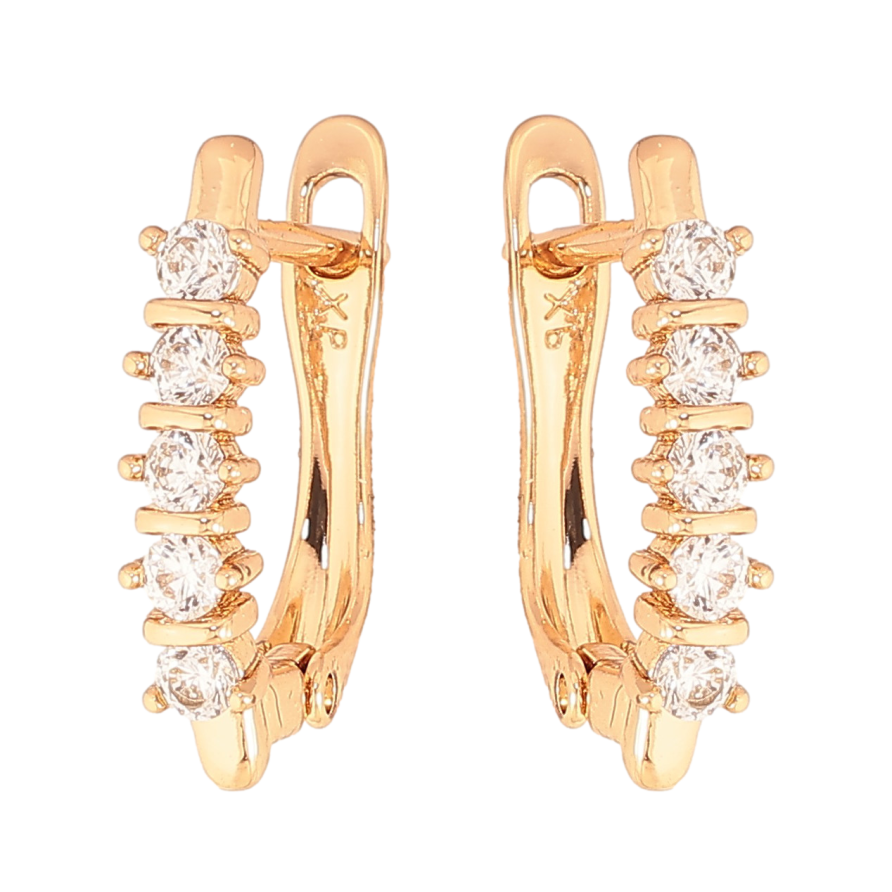 Серьги Xuping цвет Позолота 18K английский замок "Дорожки кристаллов" фото №1