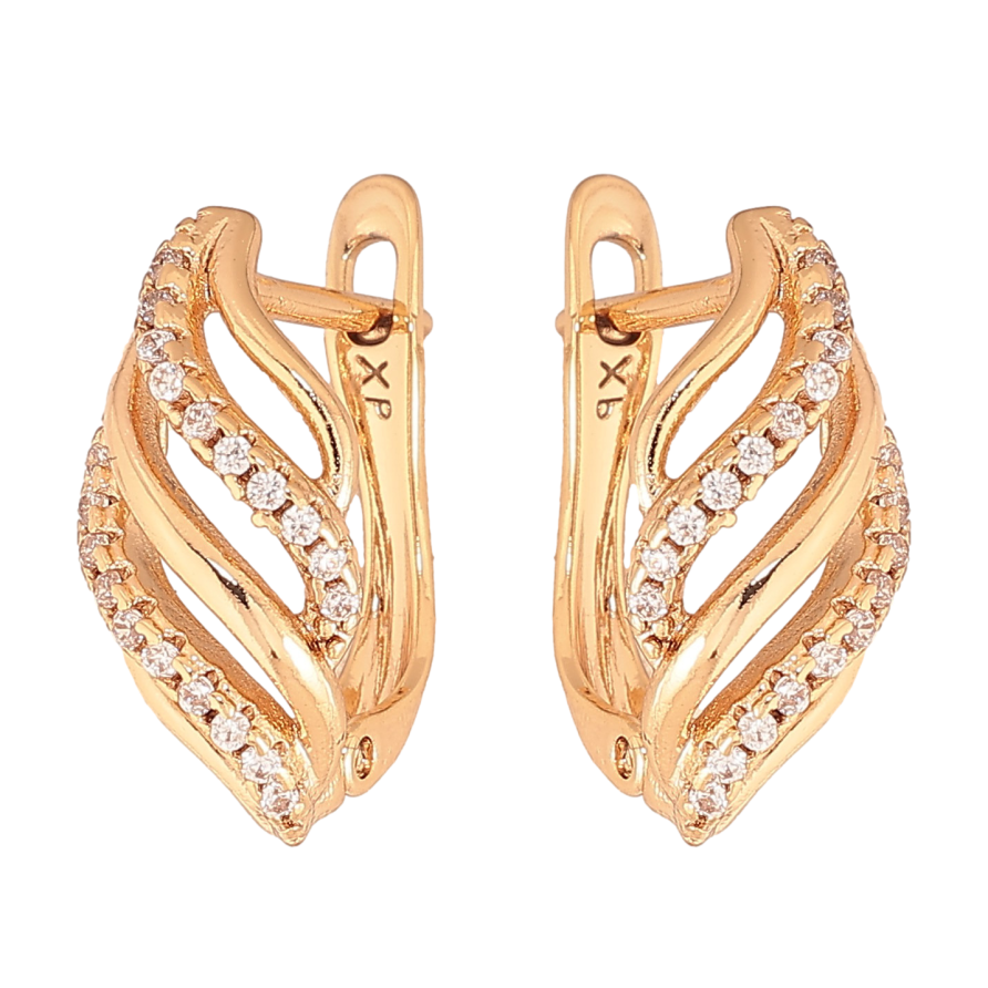 Серьги Xuping цвет Позолота 18K английский замок "Узор с кристаллами" фото №1