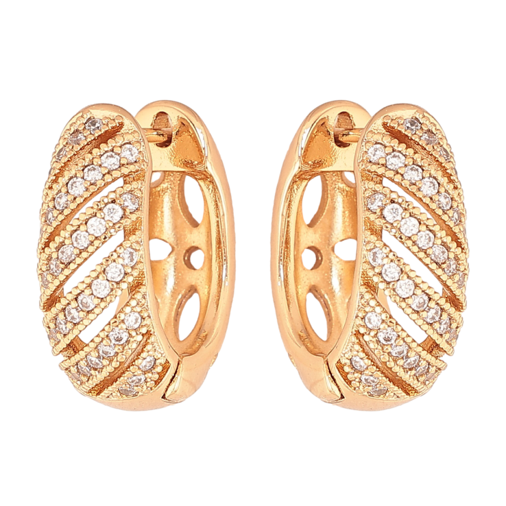 Сережки Xuping колір Позолота 18K англійський замок "Візерунок з кристалами" фото №3