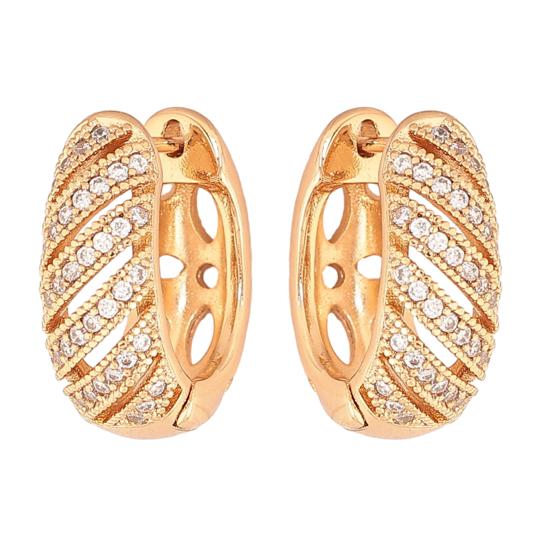 Сережки Xuping колір Позолота 18K англійський замок "Візерунок з кристалами" фото №1