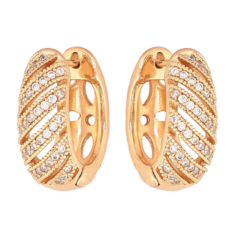 Сережки Xuping колір Позолота 18K англійський замок "Візерунок з кристалами" фото №1