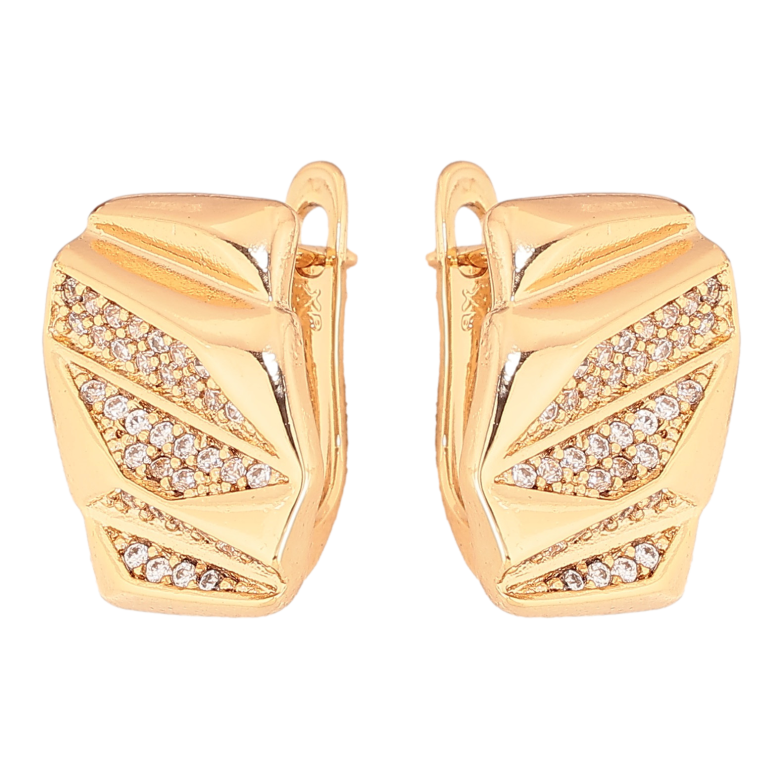 Серьги Xuping цвет Позолота 18K английский замок "Узор с кристаллами" фото №1