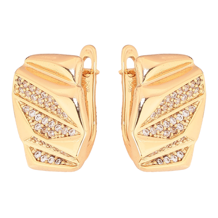 Сережки Xuping колір Позолота 18K англійський замок "Візерунок з кристалами" фото №1