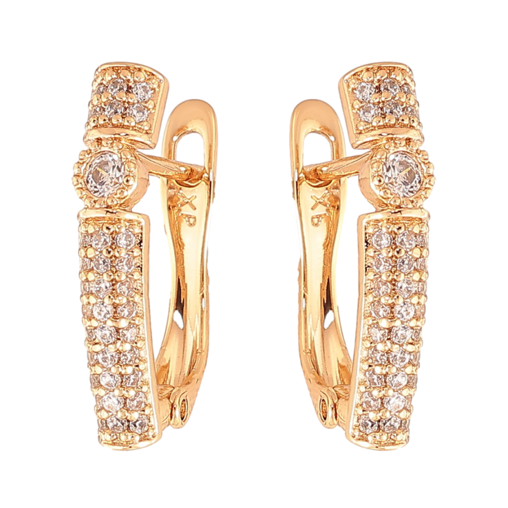 Серьги Xuping цвет Позолота 18K английский замок "Инкрустация кристаллами" фото №5