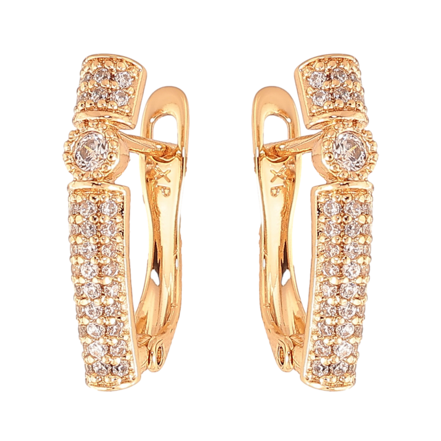 Серьги Xuping цвет Позолота 18K английский замок "Инкрустация кристаллами" фото №1