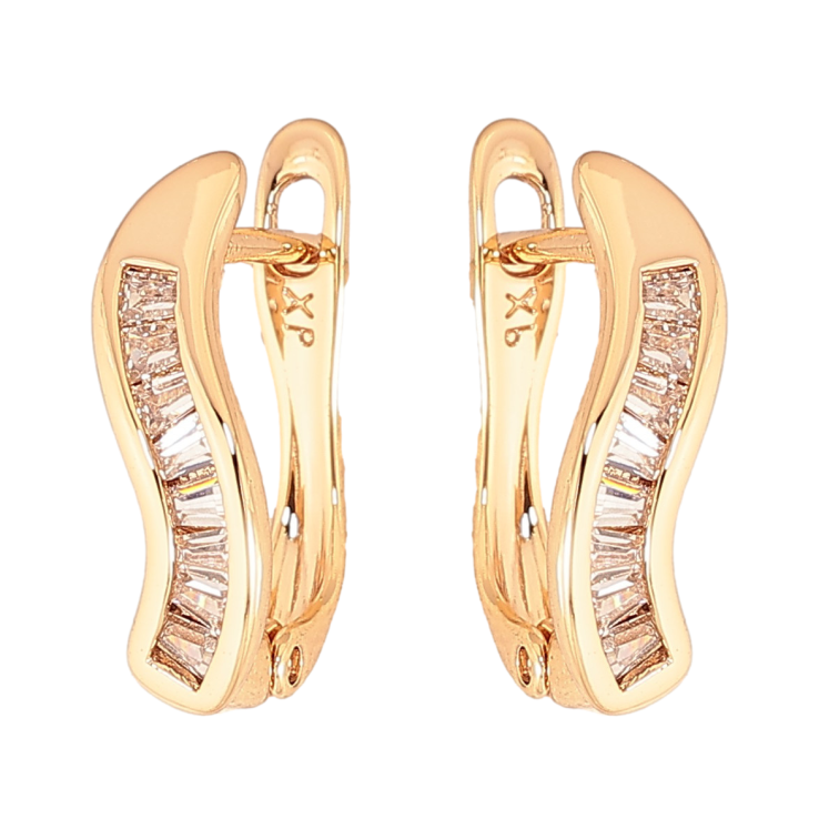 Серьги Xuping цвет Позолота 18K английский замок "Узор с кристаллами" фото №19