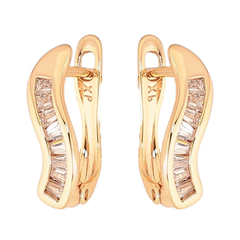 Серьги Xuping цвет Позолота 18K английский замок "Узор с кристаллами" фото №1