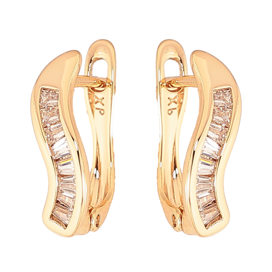 Серьги Xuping цвет Позолота 18K английский замок "Узор с кристаллами" фото №1
