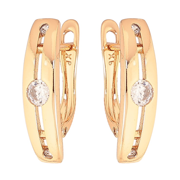 Серьги Xuping цвет Позолота 18K английский замок "Узор с кристаллами" фото №13