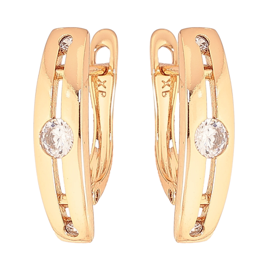 Серьги Xuping цвет Позолота 18K английский замок "Узор с кристаллами" фото №1