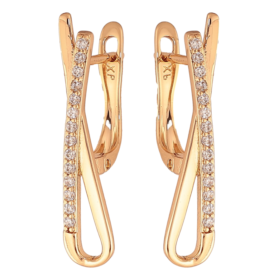 Серьги Xuping цвет Позолота 18K английский замок "Узор с кристаллами" фото №1