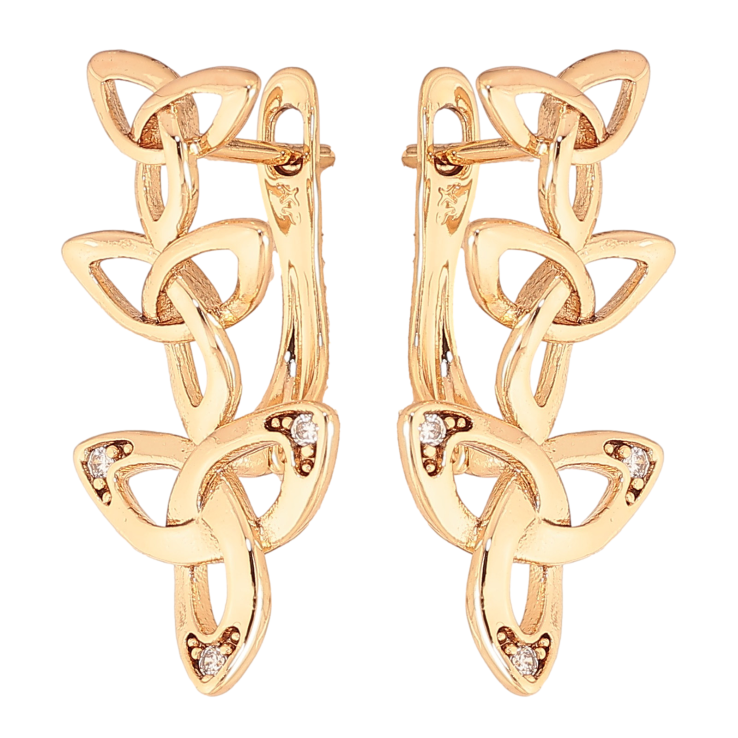 Серьги Xuping цвет Позолота 18K английский замок "Узор с кристаллами" фото №8