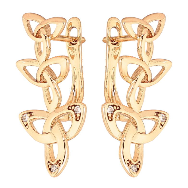 Серьги Xuping цвет Позолота 18K английский замок "Узор с кристаллами" фото №1