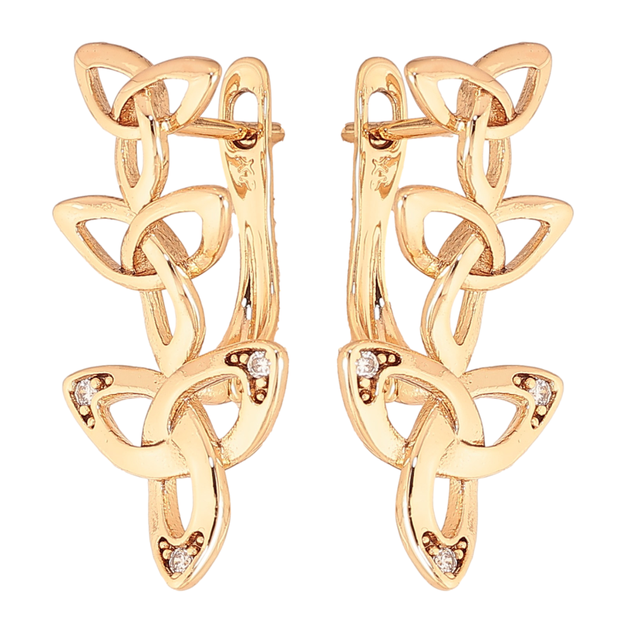 Серьги Xuping цвет Позолота 18K английский замок "Узор с кристаллами" фото №1