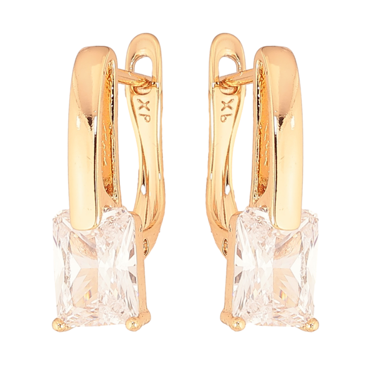 Серьги Xuping цвет Позолота 18K английский замок "Узор с кристаллами" фото №4