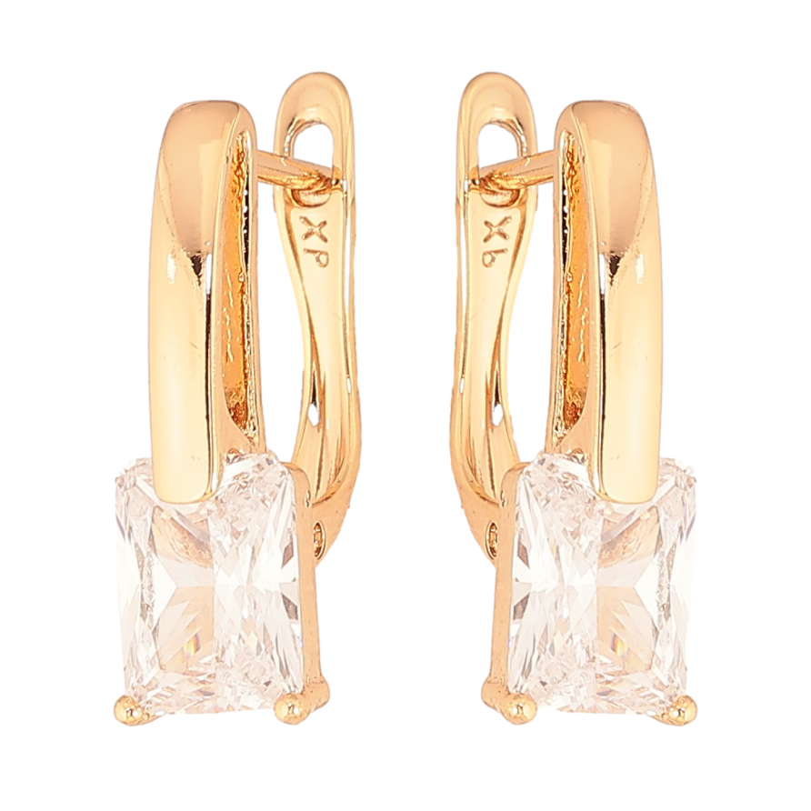 Серьги Xuping цвет Позолота 18K английский замок "Узор с кристаллами" фото №1