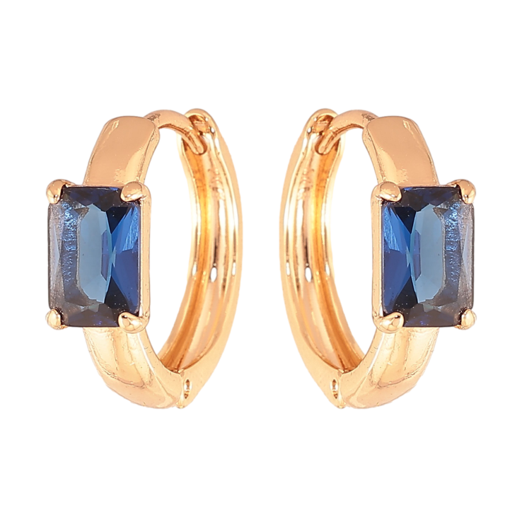 Сережки Xuping колір Позолота 18K колечка "Візерунок з синіми кристалами" фото №23