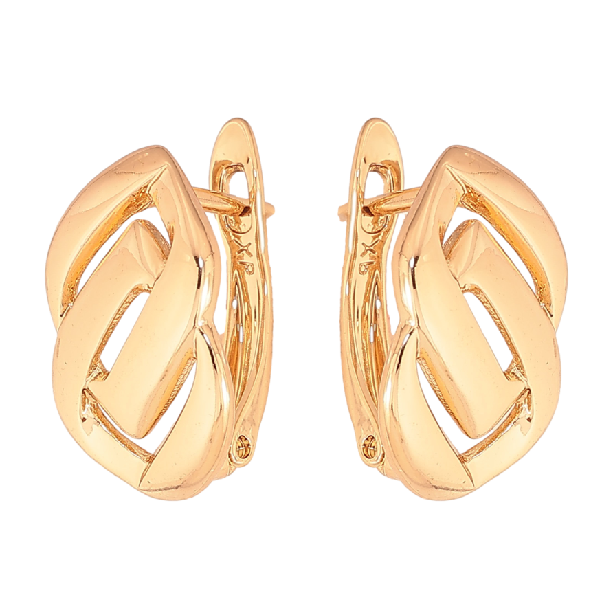 Серьги Xuping цвет Позолота 18К английский замок "Декоративный узор" фото №1