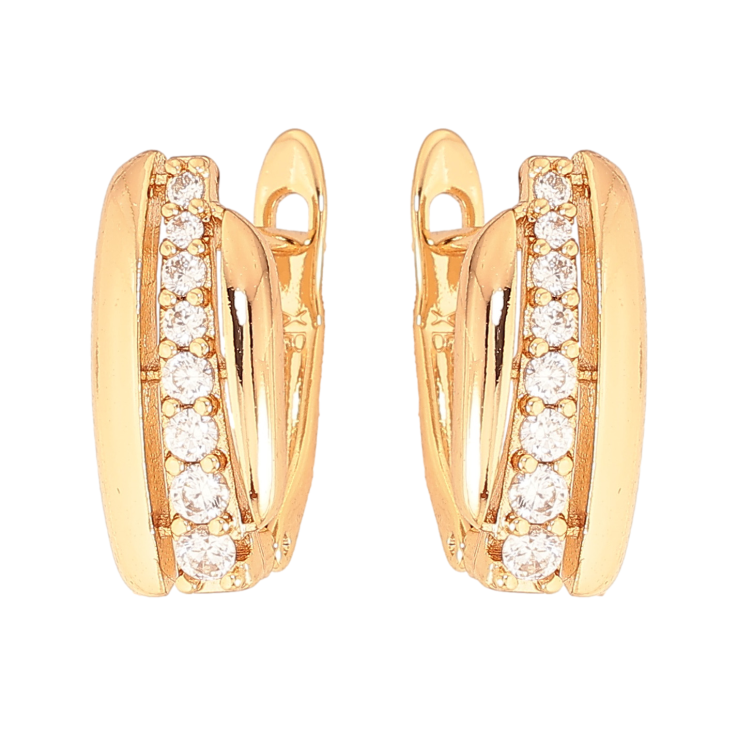 Сережки Xuping колір Позолота 18K англійський замок "Візерунок з доріжками кристалів" фото №18