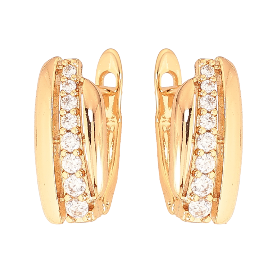 Сережки Xuping колір Позолота 18K англійський замок "Візерунок з доріжками кристалів" фото №1 Сережки Xuping колір Позолота 18K англійський замок "Візерунок з доріжками кристалів" фото №1