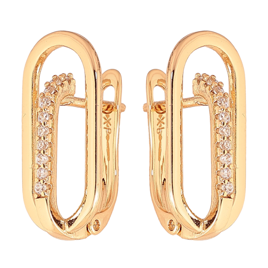 Серьги Xuping цвет Позолота 18К английский замок "Узор с кристаллами" фото №1 Серьги Xuping цвет Позолота 18К английский замок "Узор с кристаллами" фото №1