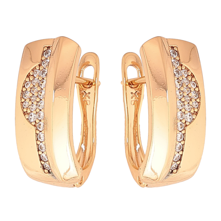 Сережки Xuping колір Позолота 18К англійський замок "Візерунок з кристалами" фото №11