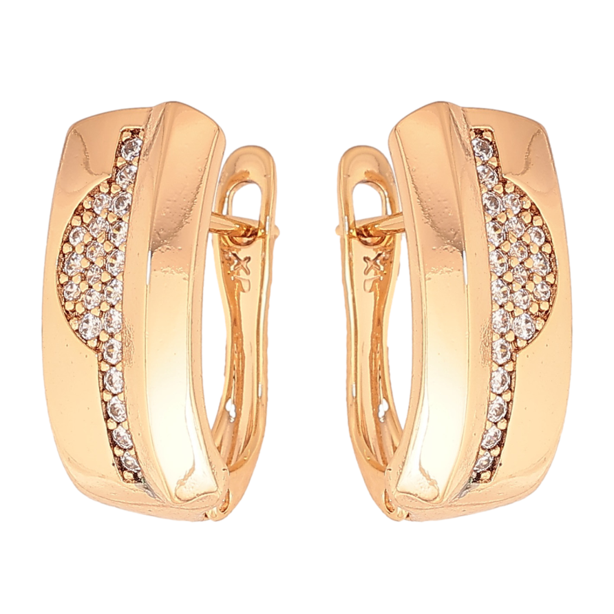 Сережки Xuping колір Позолота 18К англійський замок "Візерунок з кристалами" фото №1