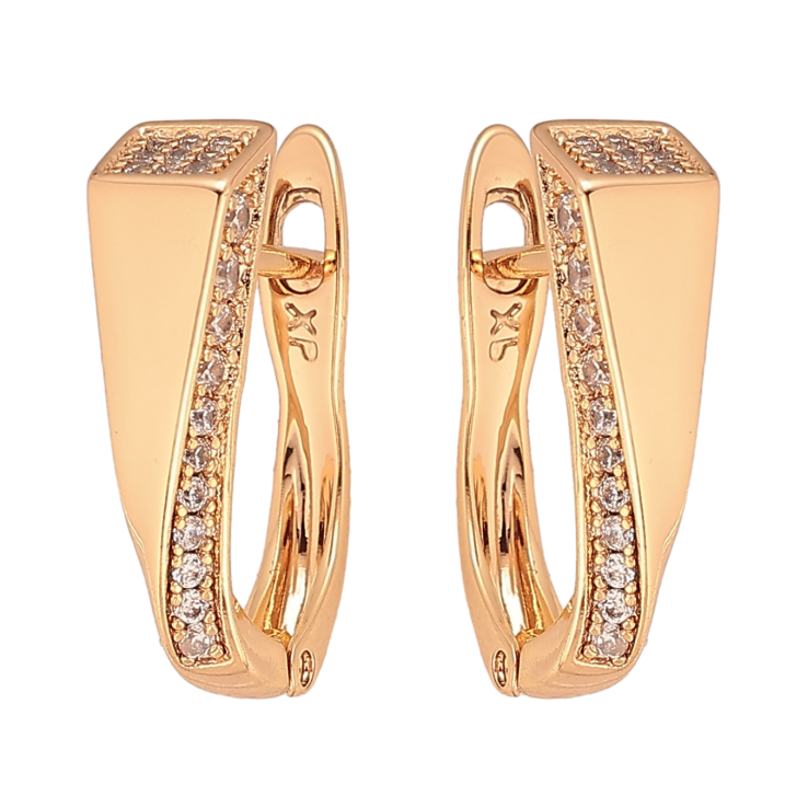 Сережки Xuping колір Позолота 18К англійський замок "Візерунок з кристалами" фото №14 Сережки Xuping колір Позолота 18К англійський замок "Візерунок з кристалами" фото №14