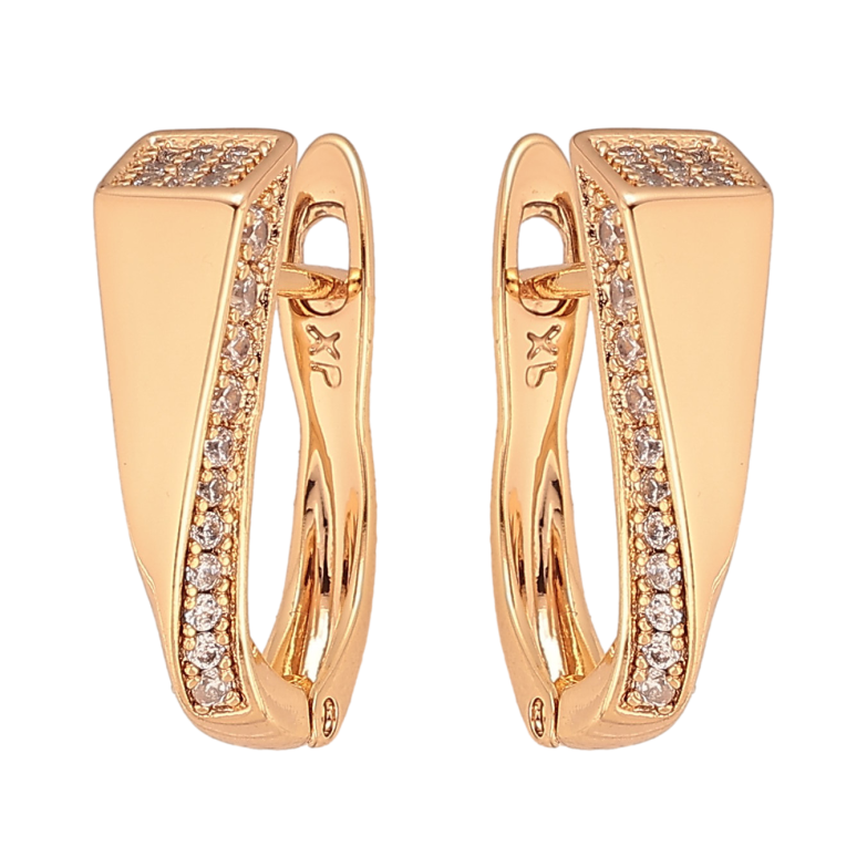 Сережки Xuping колір Позолота 18К англійський замок "Візерунок з кристалами" фото №11