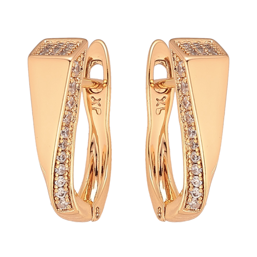 Сережки Xuping колір Позолота 18К англійський замок "Візерунок з кристалами" фото №1