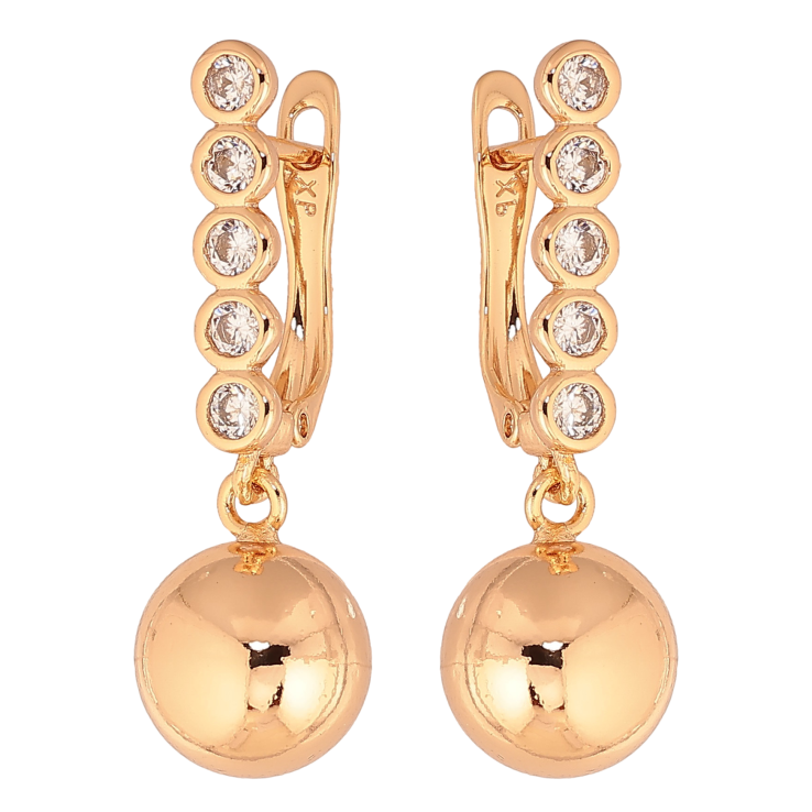 Сережки Xuping колір Позолота 18К англійський замок "Круглі підвіски з кришталевими доріжками" фото №19 Сережки Xuping колір Позолота 18К англійський замок "Круглі підвіски з кришталевими доріжками" фото №19