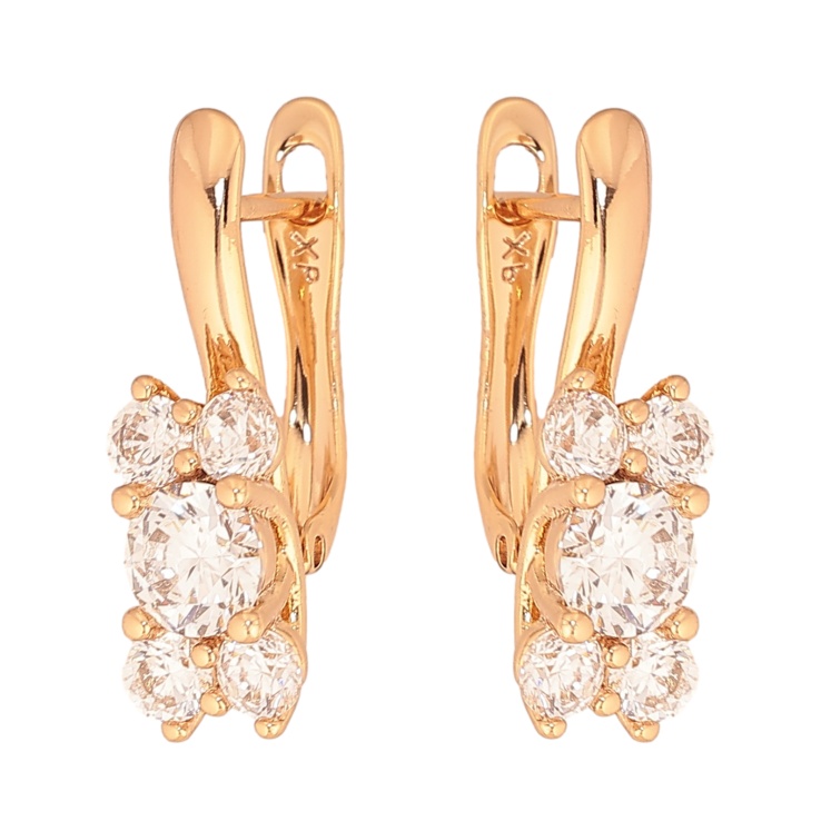 Сережки Xuping колір Позолота 18К англійський замок "Візерунок з кристалами" фото №15