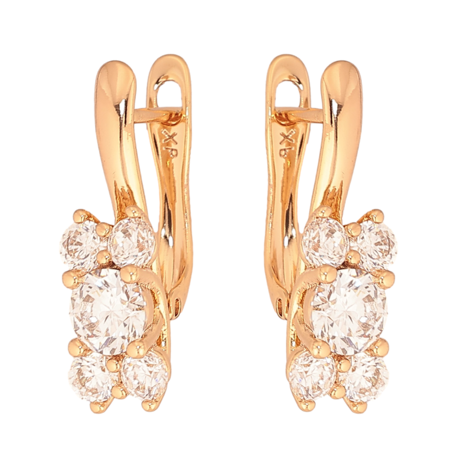 Сережки Xuping колір Позолота 18К англійський замок "Візерунок з кристалами" фото №1