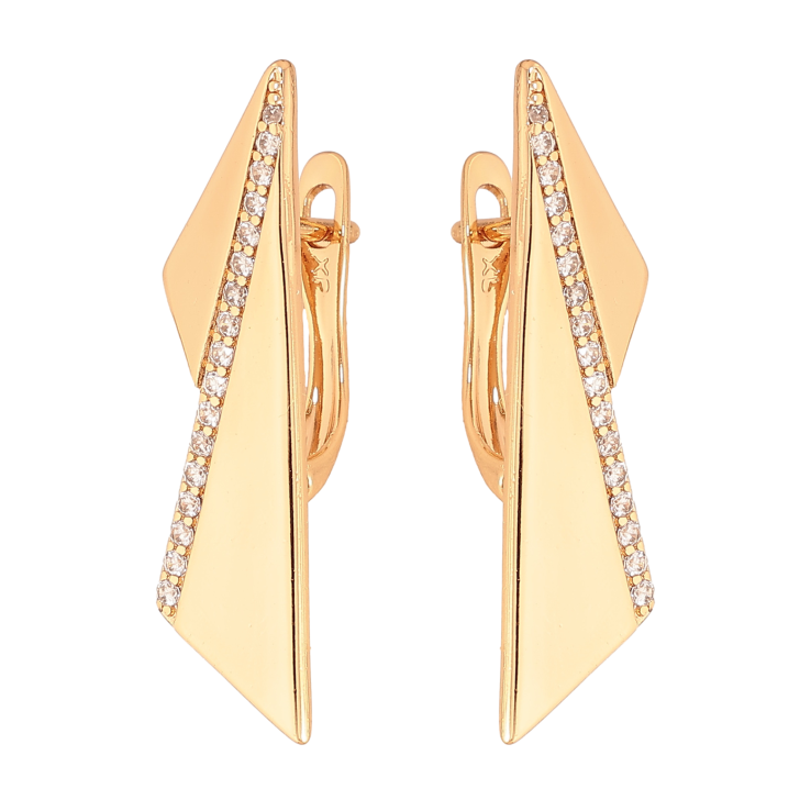 Сережки Xuping колір Позолота 18K англійський замок "Візерунок з кристалами" фото №4